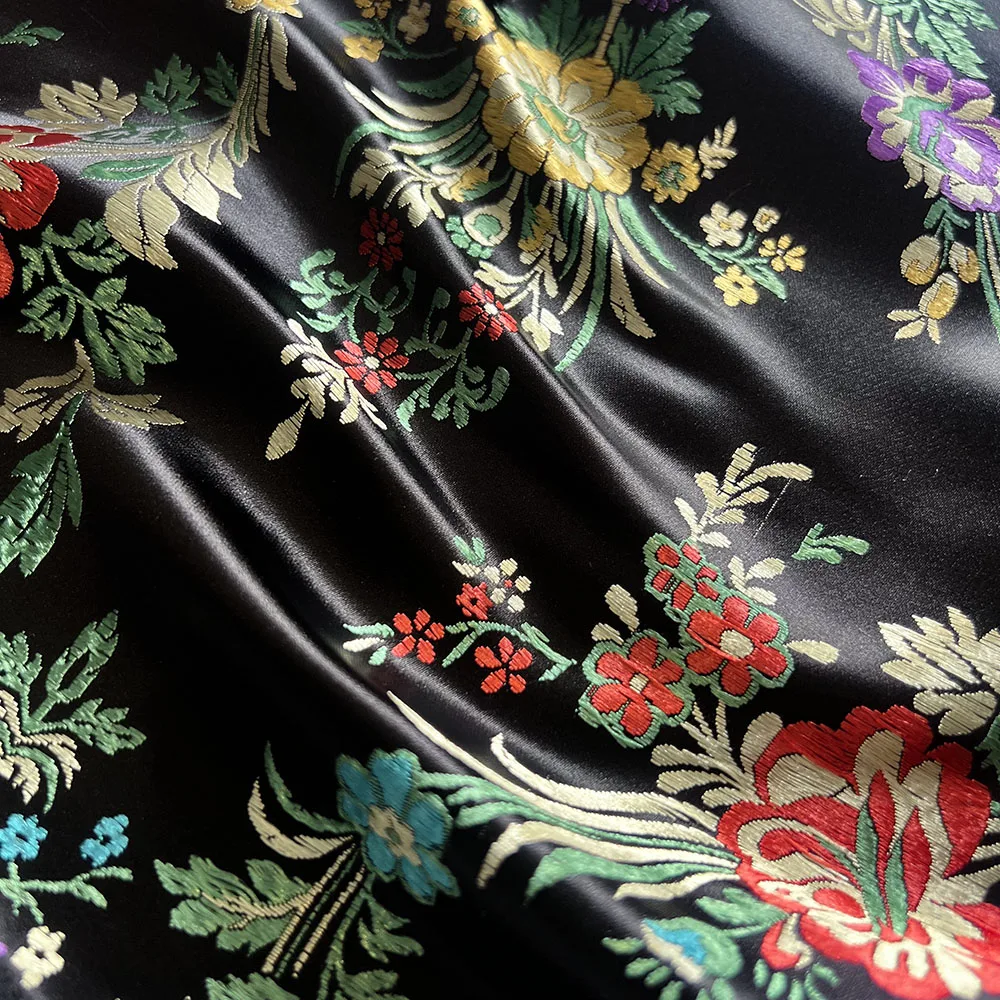 

Damask Satin Brocade Jacquard Fabric Vintage Floral Vein For Sewing Coat Curtain Tablecloth Sofa Cushion And Skirt Clothing