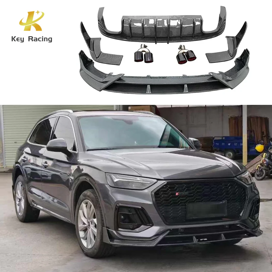 

For Audi Q5 Q5L Carbon Fiber Body Kit Front Bumper Lip Rear Diffuser With Exhaust Accesorios Para Auto
