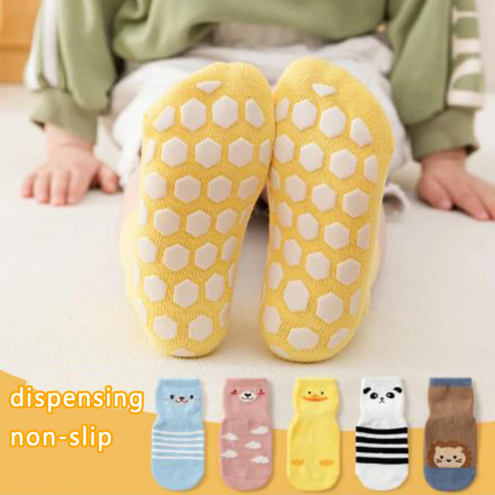 Milsie-Chaussettes coordonnantes à imprimé animal de dessin animé pour tout-petits, chaussettes de sol mignonnes pour bébés, chaussures de premiers pas, propre bébé, filles et garçons