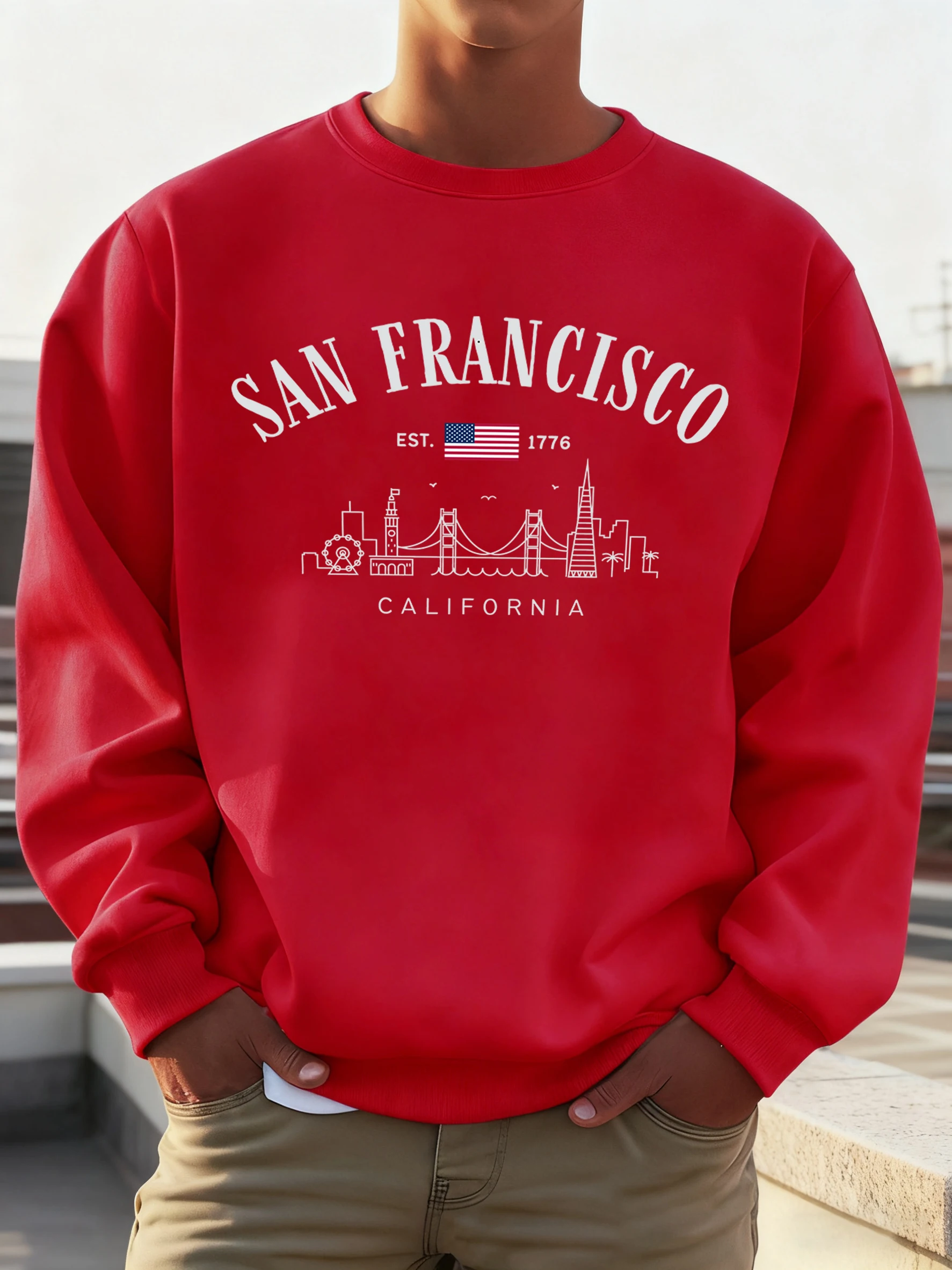 سان فرانسيسكو كاليفورنيا نمط الرجال البلوفرات الخريف عارضة البلوز أزياء كل مباراة الشارع الشهير الصوف مريحة أعلى #3