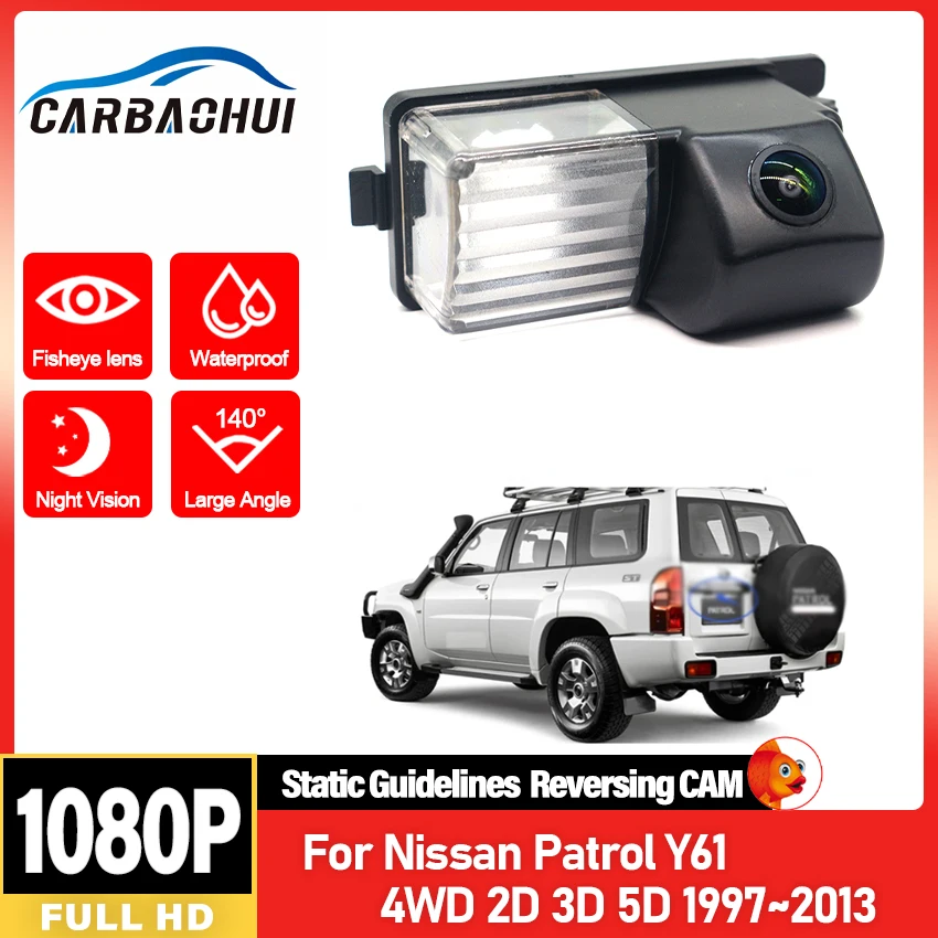 Камера заднего вида HD для Nissan Patrol Y61 4WD 2D 3D 5D 1997~2013, с функцией ночного видения, камера для парковки и заднего хода, камера для номерного знака.