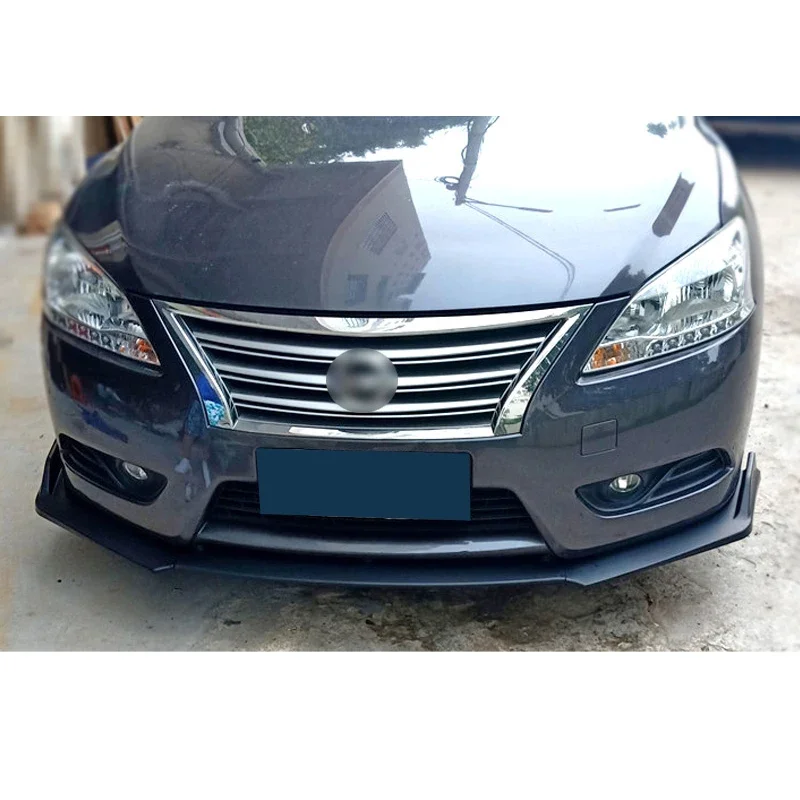 

New！ Front Bumper Spoiler Protector Plate Lip Body Kit For Nissan Sentra Sylphy 2012 - 2015 Carbon Surface Car Chin Shovel