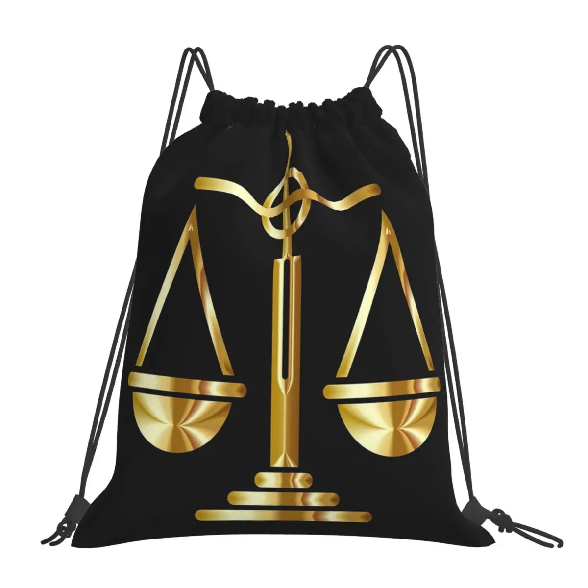 Gold Scales Of Justice Law Logo Lawyer Backpacks Drawstring Bags Drawstring Bundle Pocket Sports Bag Book Bags For Travel