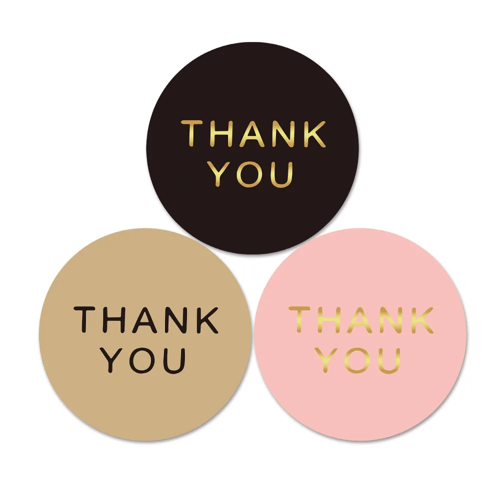 100-500PCS Round Brown labels Thank You Kraft Stickers 1 inch Wedding Pretty Gift Envelope Sealing Label Stickers Stationery