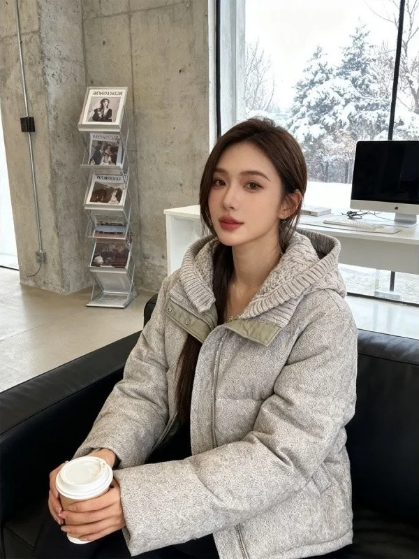 

Уютная хлопковая куртка с капюшоном для женщин, новая зимняя повседневная теплая одежда в корейском стиле, маленький размер