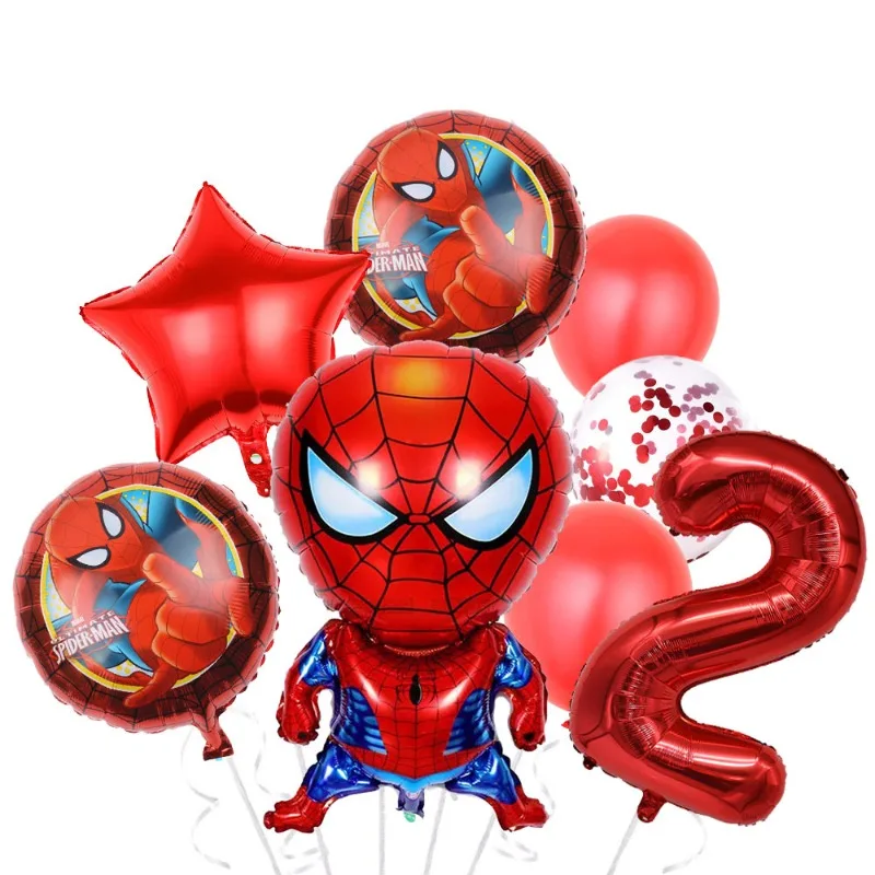 Marvel Party Decoration Avengers Series Digital Five Point Spider Man Aluminum Film Balloon Set