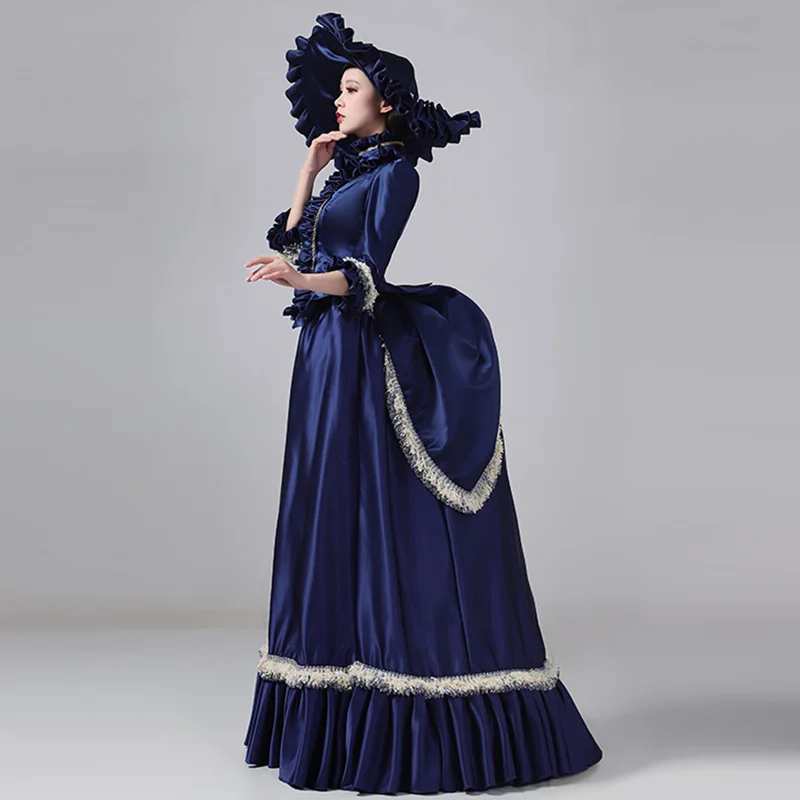 19th Century Women Navy Blue and Champagne Victorian Bustle Dress Historical Costume - AliExpress 200000345 19th Century Women Navy Blue and Champagne Victorian Bustle Dress Historical Costume - AliExpress 200000345