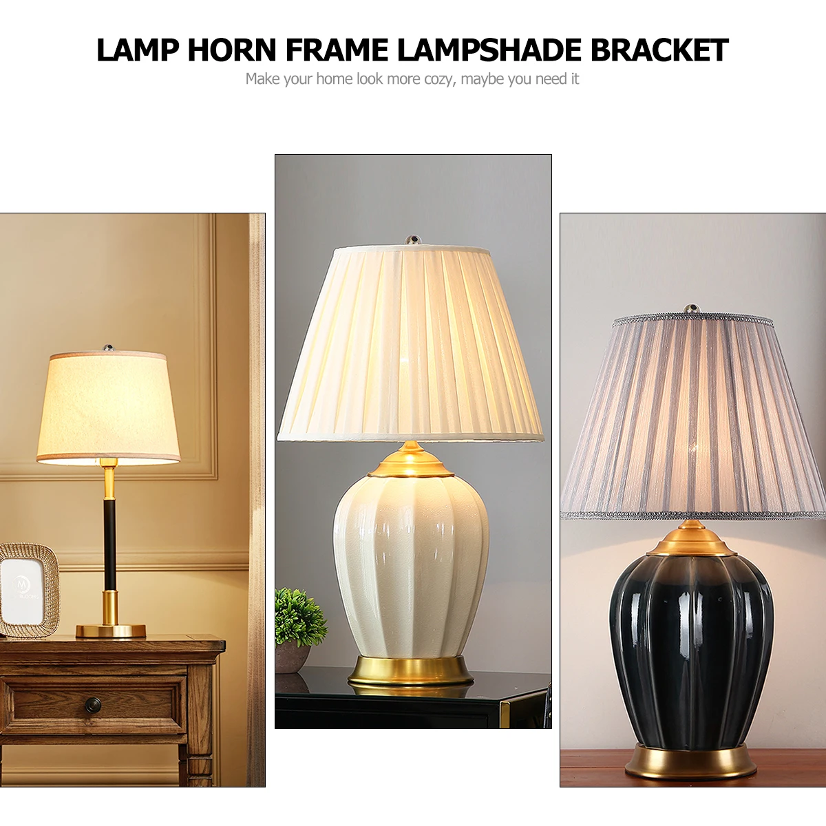 Staffa per lampada a corno da 8 pollici Supporto per arpa da pavimento in metallo Accessori per illuminazione facili da installare Telaio per lampada in ferro per lampade da tavolo