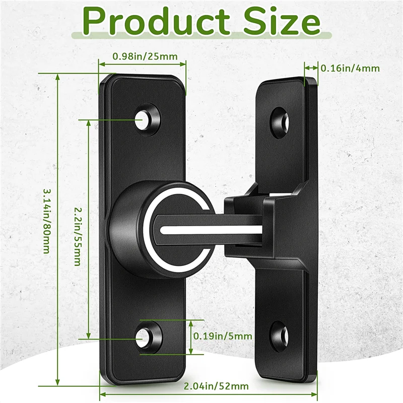 AED5-Barn Door Lock Hardware, 90 Degree Heavy Duty Gate Latches Flip Latch Safety Door Bolt Latch Lock