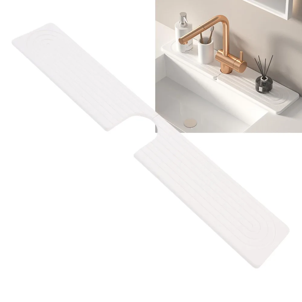 Diatomite Faucet Mat White Fast Drying Quick Drying Tray Water Absorbent Easy to Use Dish Drying Pad Kitchen Bathroom Sink