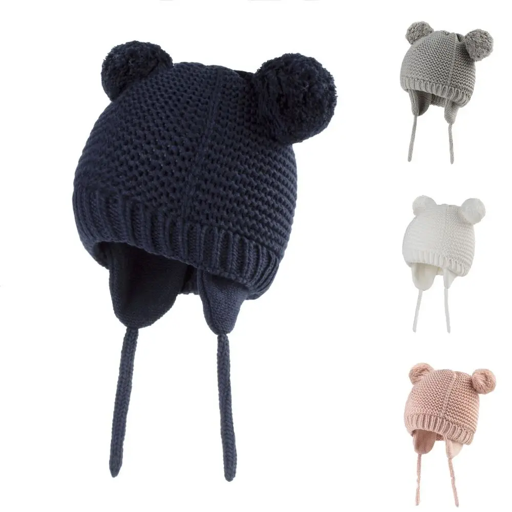 

Autumn Winter Knitted Beanie Hat Casual Windproof Thickened Ear Protection Cap Cute Warm Hat Children