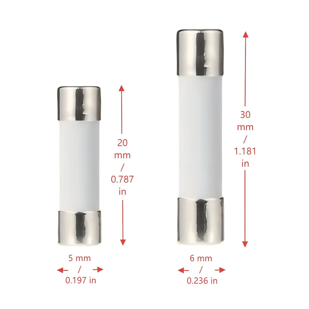 20/100개 세라믹 튜브 퓨즈 5*20mm 6*30mm 고속/저속 250V 0.5A 1A 2A 3A 5A 10A 20A 30A 회로 보호용