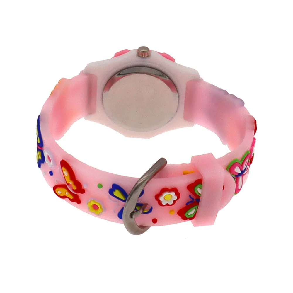 ساعة كوارتز بحزام سيليكون على شكل فراشة كرتونية للأطفال، ساعة إلكترونية ملونة، موضة جديدة #6