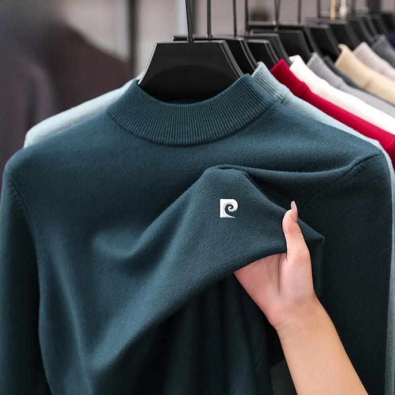 

Pierre Cardin Men's Knitted Wool Sweater Thiened f High Collar Long Sve Base irt Simple Sle Daily Wear Autumn Win...