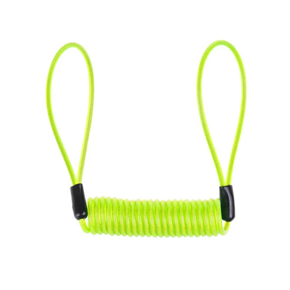 1.2m Light Green Coiled Disc Lock Cable Wire for Motorbike Scooter Bicycle 2-Loop Ends Theft Deterrent Lightweight Easy-Pack
