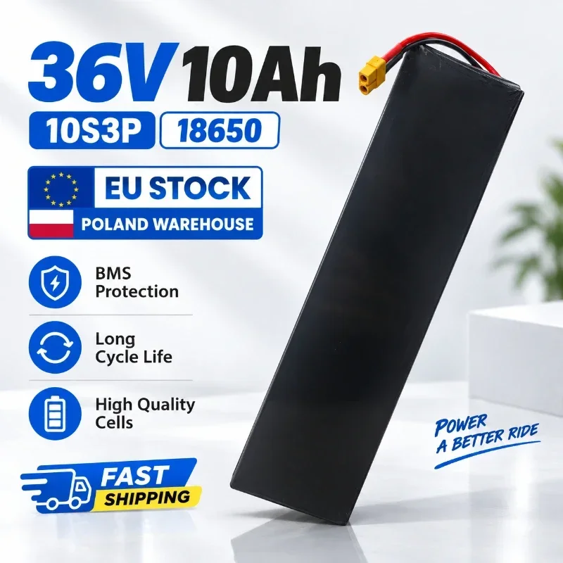 36V 10Ah 10S3P 10000mAh 500W Akku für KUGOO S1 S2 S3, E-Scooter und Elektroroller, wiederaufladbares Li-Ion 18650-Paket mit integriertem BMS-Schutz, hohe Kapazität, kompatibler Ersatz, Lagerbestand in