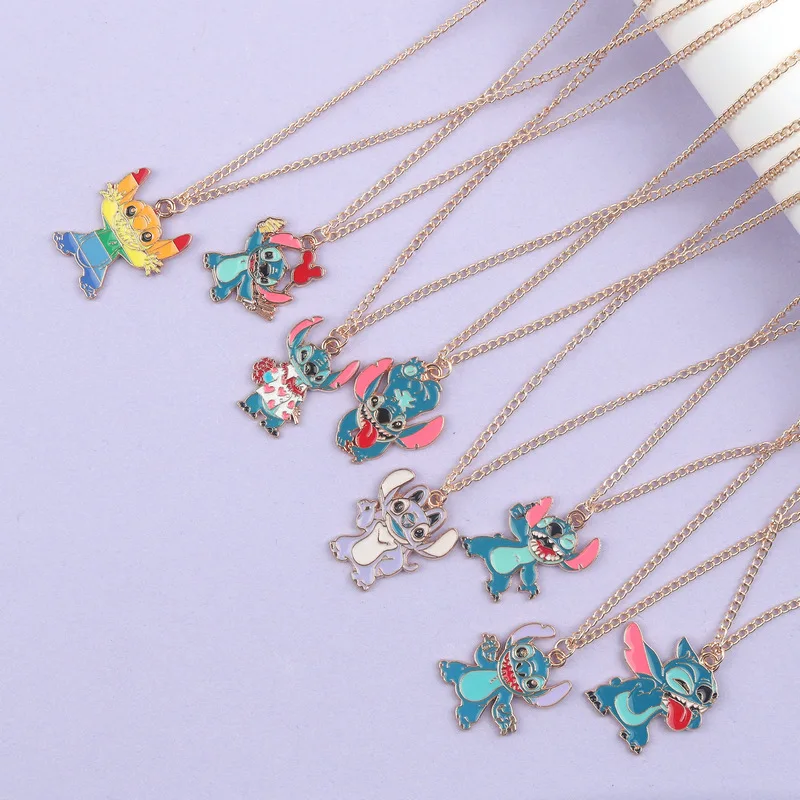 

Disney Stitch Necklace Cartoon Couple Pendant Sweater Chain Student Girl Kids Gifts Anime Accessory Fashion Jewelry Necklace