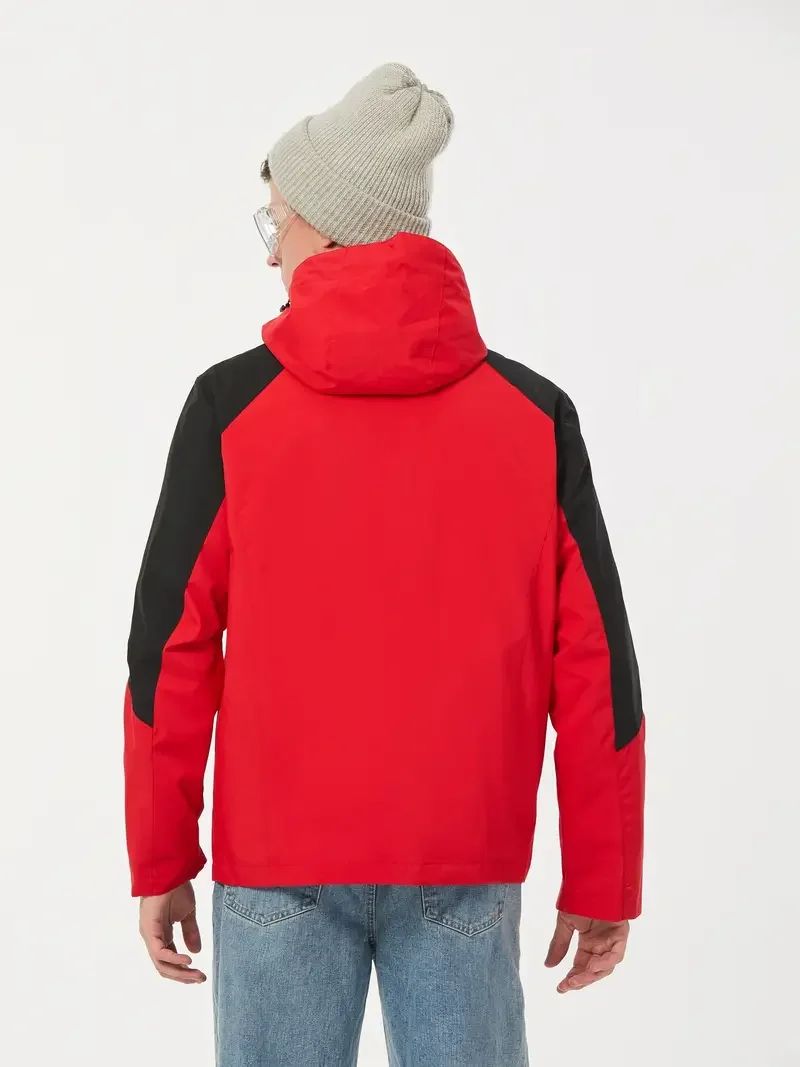 Veste de ski 3 en 1 avec poignées amovibles pour homme, ensemble deux pièces, doublure chaude, imperméable, coupe-vent, à capuche, fermeture éclair, hiver