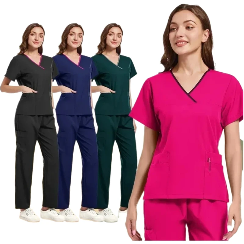 

Wholesale Scrubs Uniforms Sets Medical Scrub Stretch Suit Healthcare Nursing Articles Unisex Surgical Uniforms Woman Men Uniform