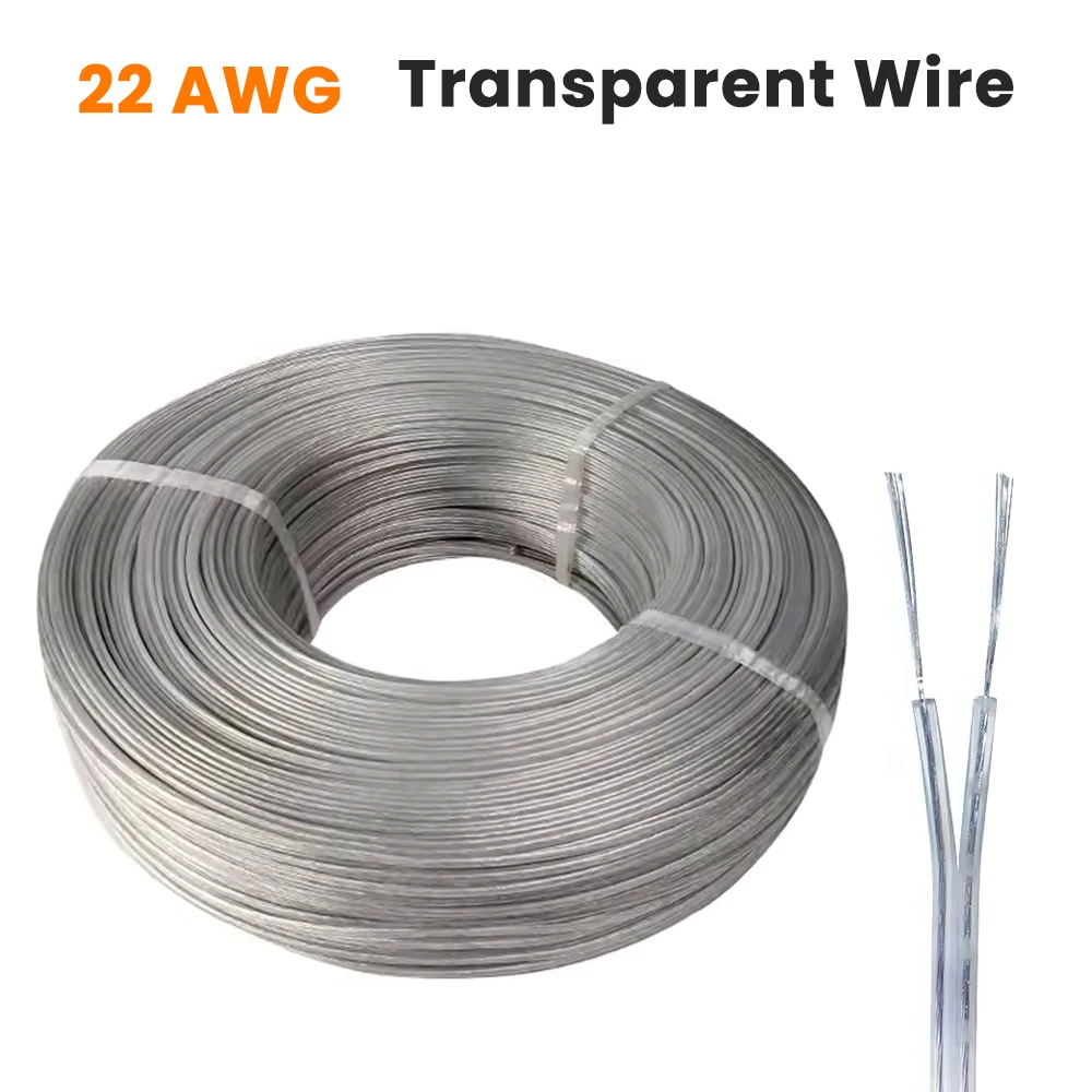 1m-80m LED Neon Light Welding Electric Wire 22AWG 2Pin Audio LED Lighting Electronic Toy DC Power Transparent Parallel Cable