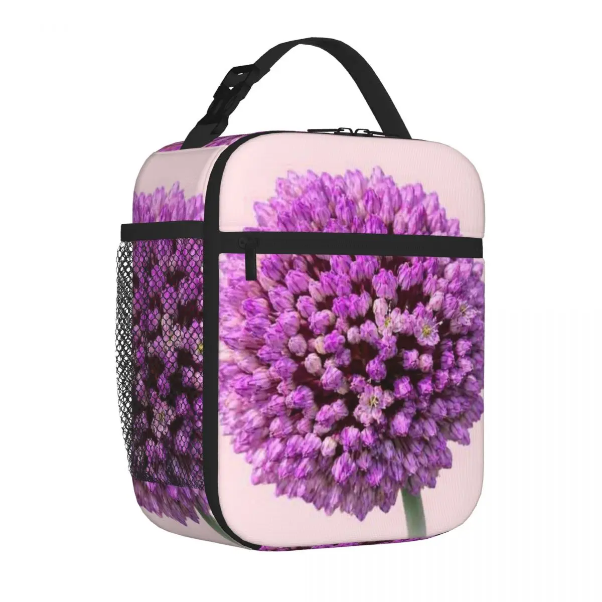 Bestselling Purple Allium Bloom Botanical Macro Flower Art Portable Design Lunch Tote Office Daily Food Cooler Bag