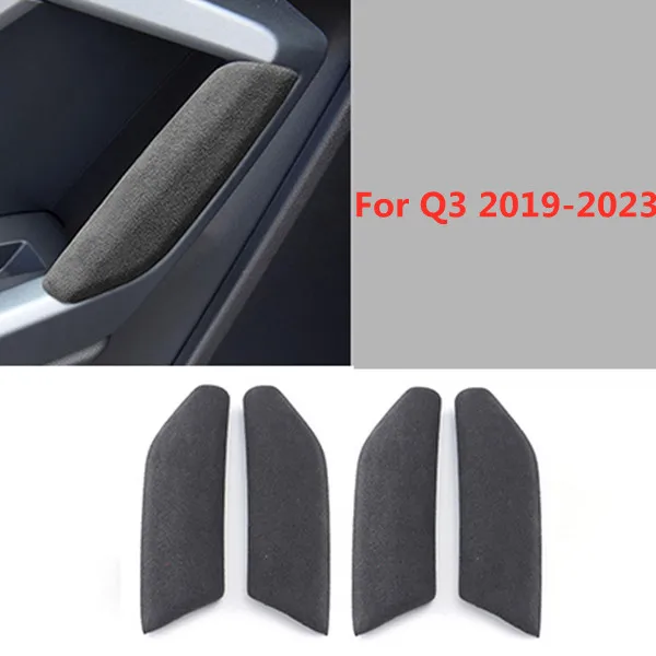 Suede Car Interior Door Handle Sticker Cover for AUDI Q3 2019 2020 2021 2022 2023 Styling Black Red