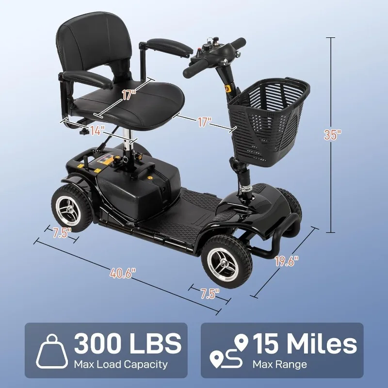 Compact Heavy Duty Mobile Powered Wheelchair D,4 Wheel Mobility Scooter, Foldable Electric Scooter for Adults and Senior