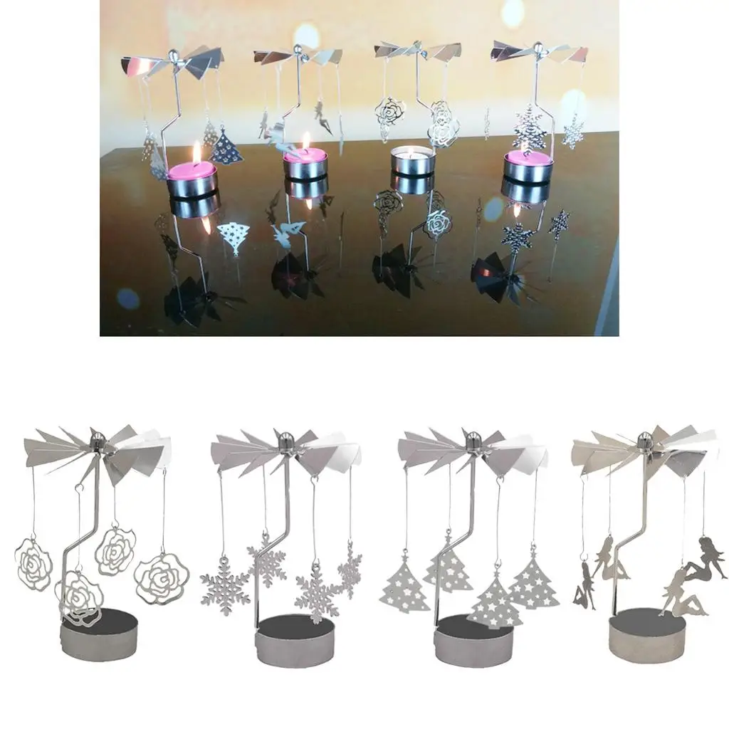 Iron Art Candle Holder Home Decor Vintage Candelabrum Rotating Candlestick Tea Light Holder for Room Decoration