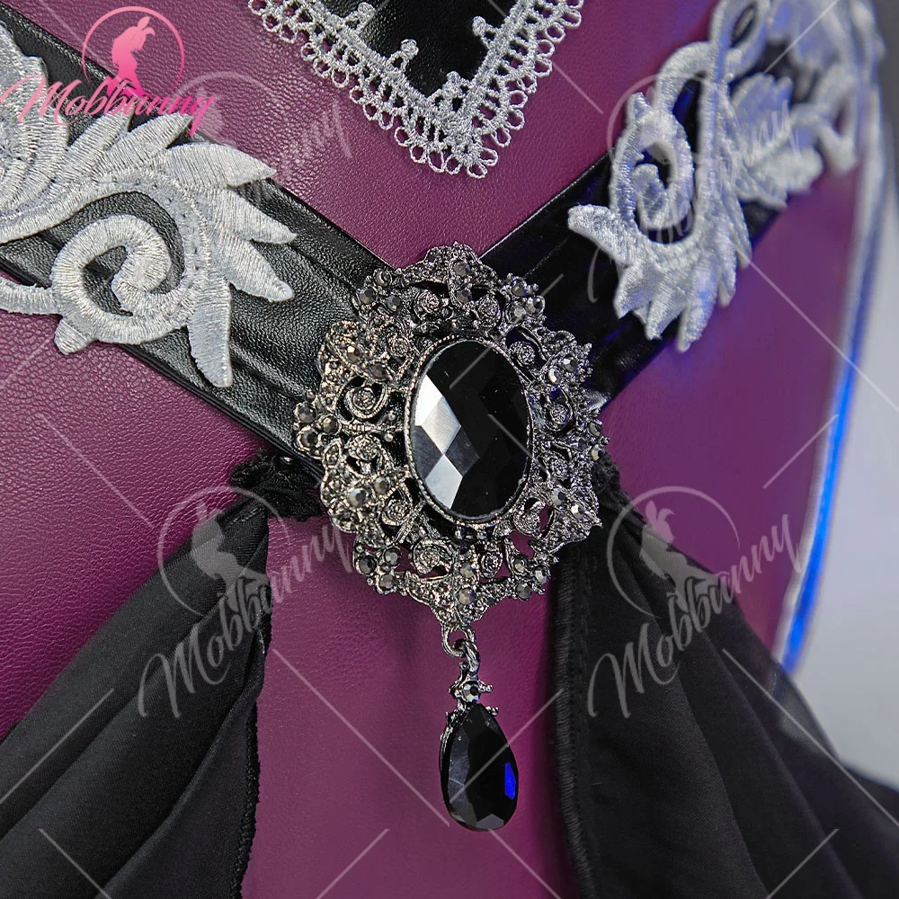MOBBUNNY-Disfraz de Cosplay derivado para mujer, conjunto de lencería Sexy de bruja nocturna para Halloween, mono con sombrero y mangas
