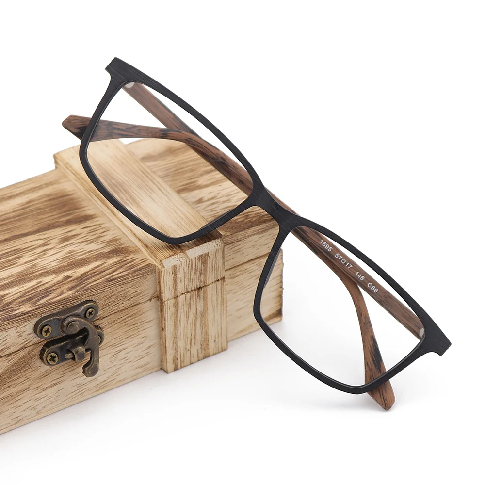 

CHFEKUMEET Retro Vintage Wooden Prescription Frame Glasses for Men Optical Myopia Reading Eye Glasses Frame Computer Eyewear