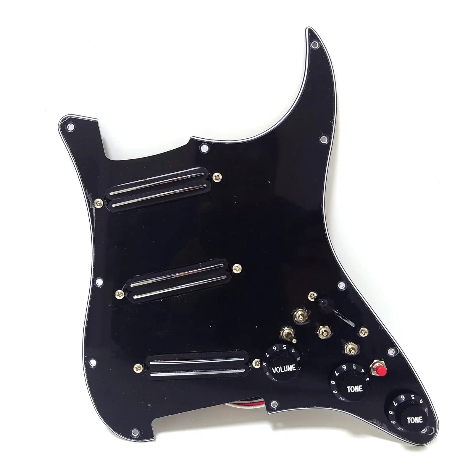 Guitar Prewired Loaded Pickguard with SSS Black Mini Pickup Set for USA ST Electric Guitars Replacement Parts