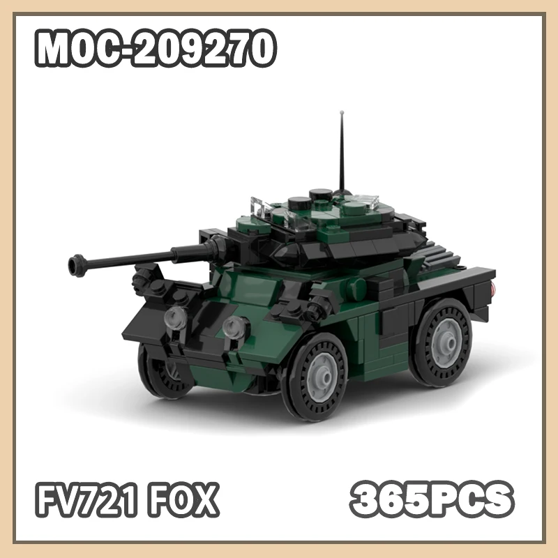 MOC-209270 FV721 Fox Military War Series British Building Block Tank Model Beginner DIY Particle Set Creative Kids Gifts 365PCS