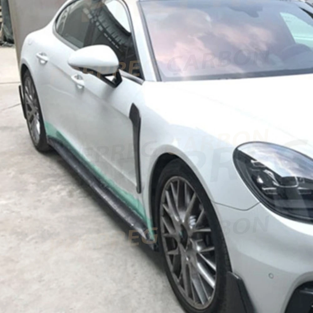 

Dry Carbon Fiber Side Skirts Extension Lip For Porsche Panamera 971 2017 2018 2019 Door Bumper Lip Guard Side Skirt Rocker Panel