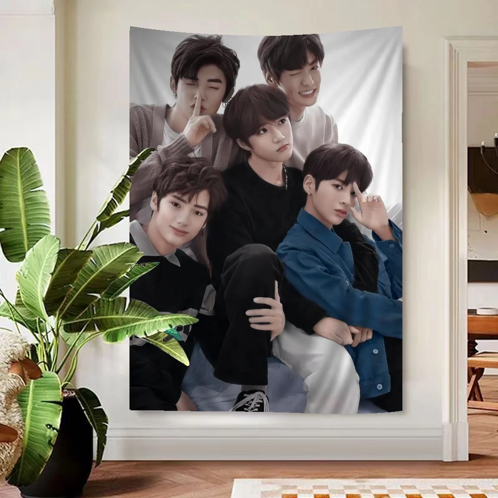 Kpop T-Tomorrow X T-Together TXT Anime Tapestry Hanging Tarot Hippie Rugs Dorm Hanging Sheets Colorful Tapestry Art Decor