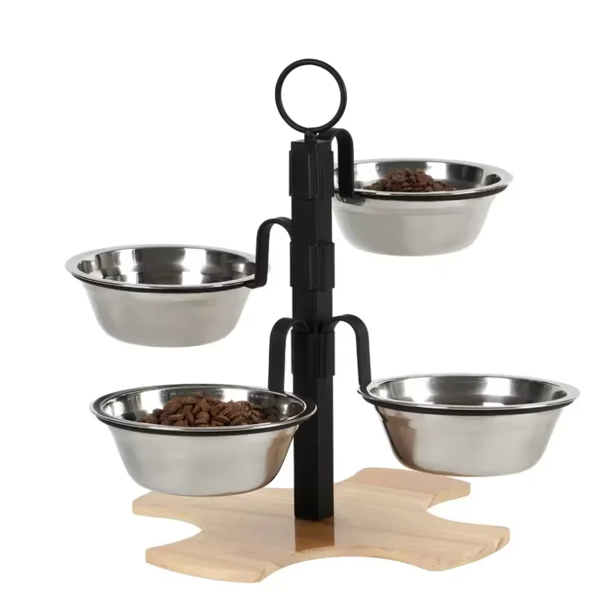 

Cats Dog Adjustable Height Feeding Drinking Set High Platform Ease Neck Strain Comfy Eating, Elevated Pet Bowls With Stand