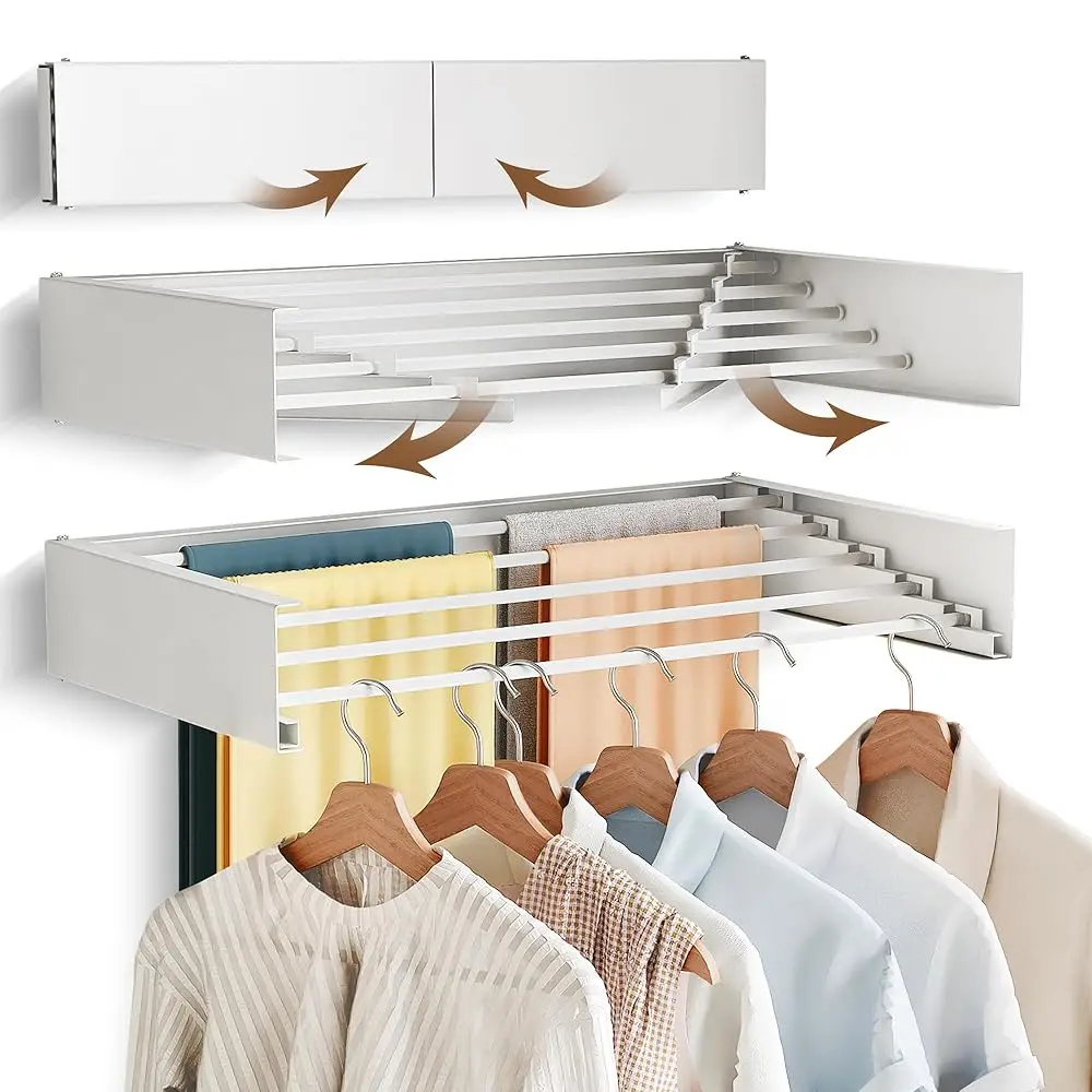 

Free ShippingWall Mounted Drying Rack,Drying Rack Clothing,Collapsible Hanger Racks for Laundry,Laundry Rack,Wall Mounted Clothe