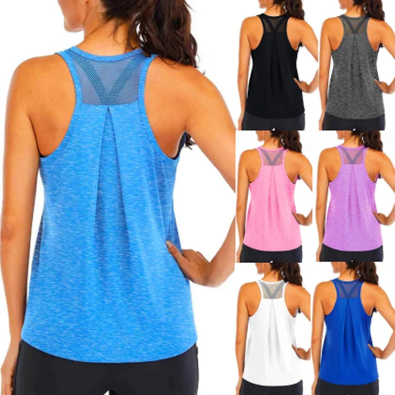 

Yoga Shirt Female New Style T-Shirt Loose Fitness Tops Vest Women Sleeveless Sport Tee Quick-Drying Gym Running Workout Blouse