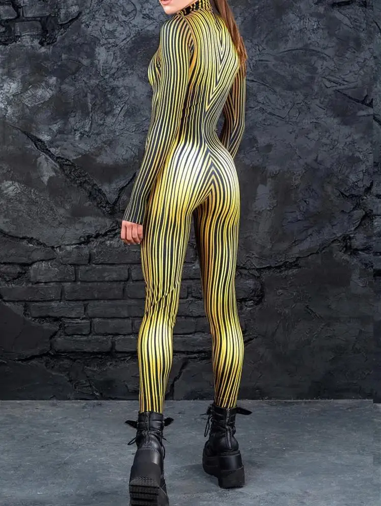 Bedruckter Cosplay-Jumpsuit, Catsuit, Zentai-Anzug, Rave-Einzigartige Anzüge, Herren-Festival-Damen-Halloween-Party-Performance-Bodysuit – Detail 7