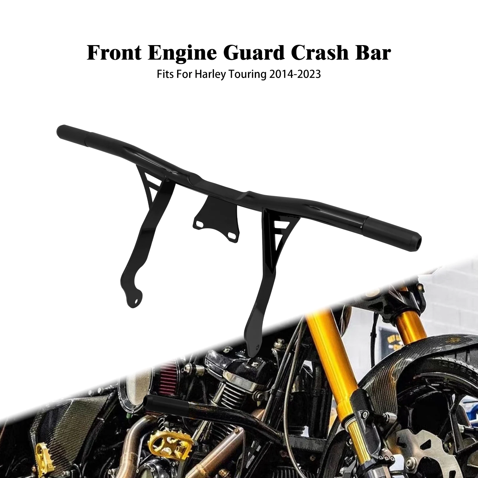 

Front Crash Bar Motorcycle Black Highway Engine Guard For Harley Touring Road King Electra Street Glide FLTRX Ultra Tri 2014-23