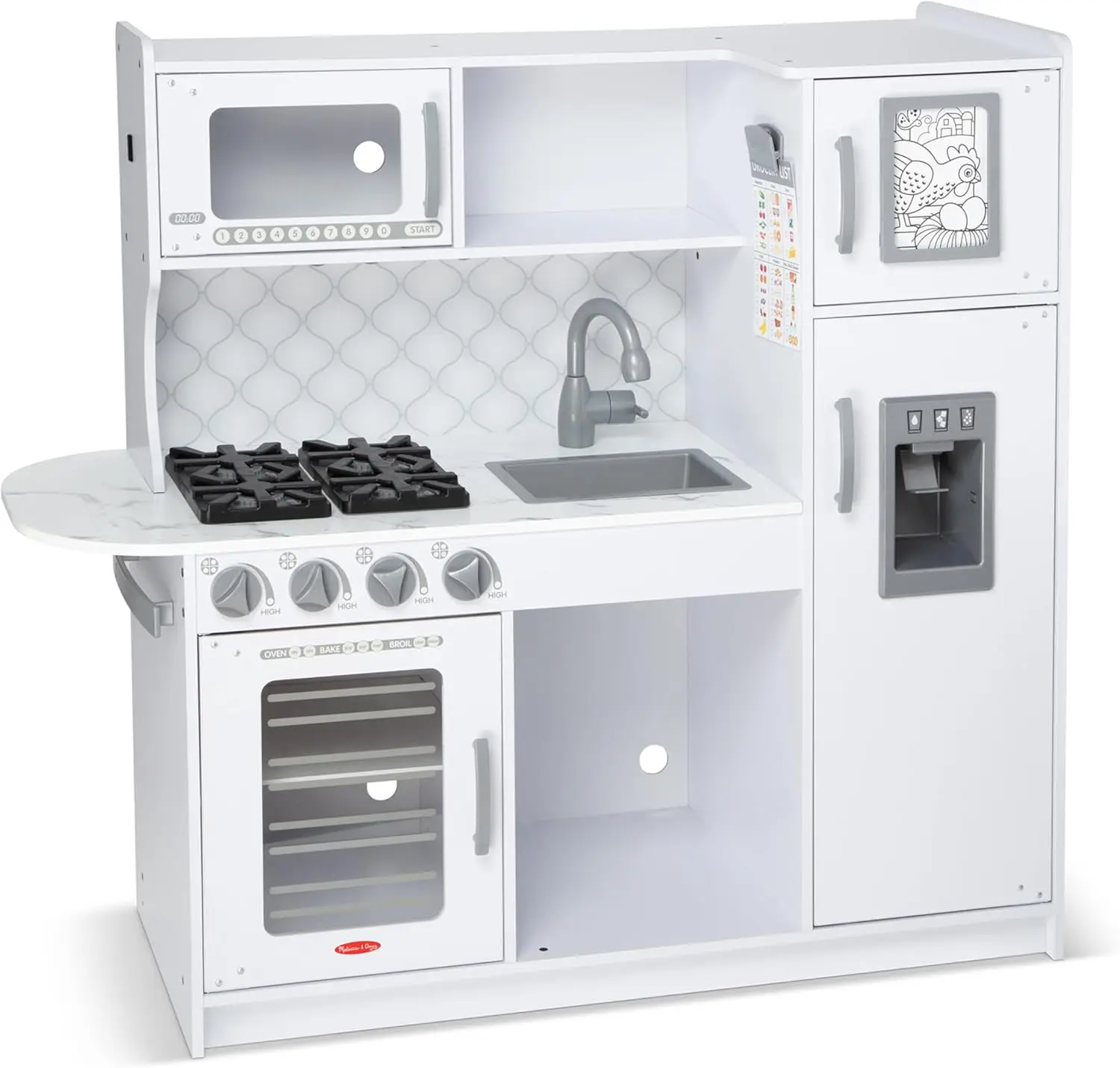 나무 요리사 척 놀이 장난감 주방, “아이스” 큐브, 디펜서 클라우드 화이트-Fsc 인증