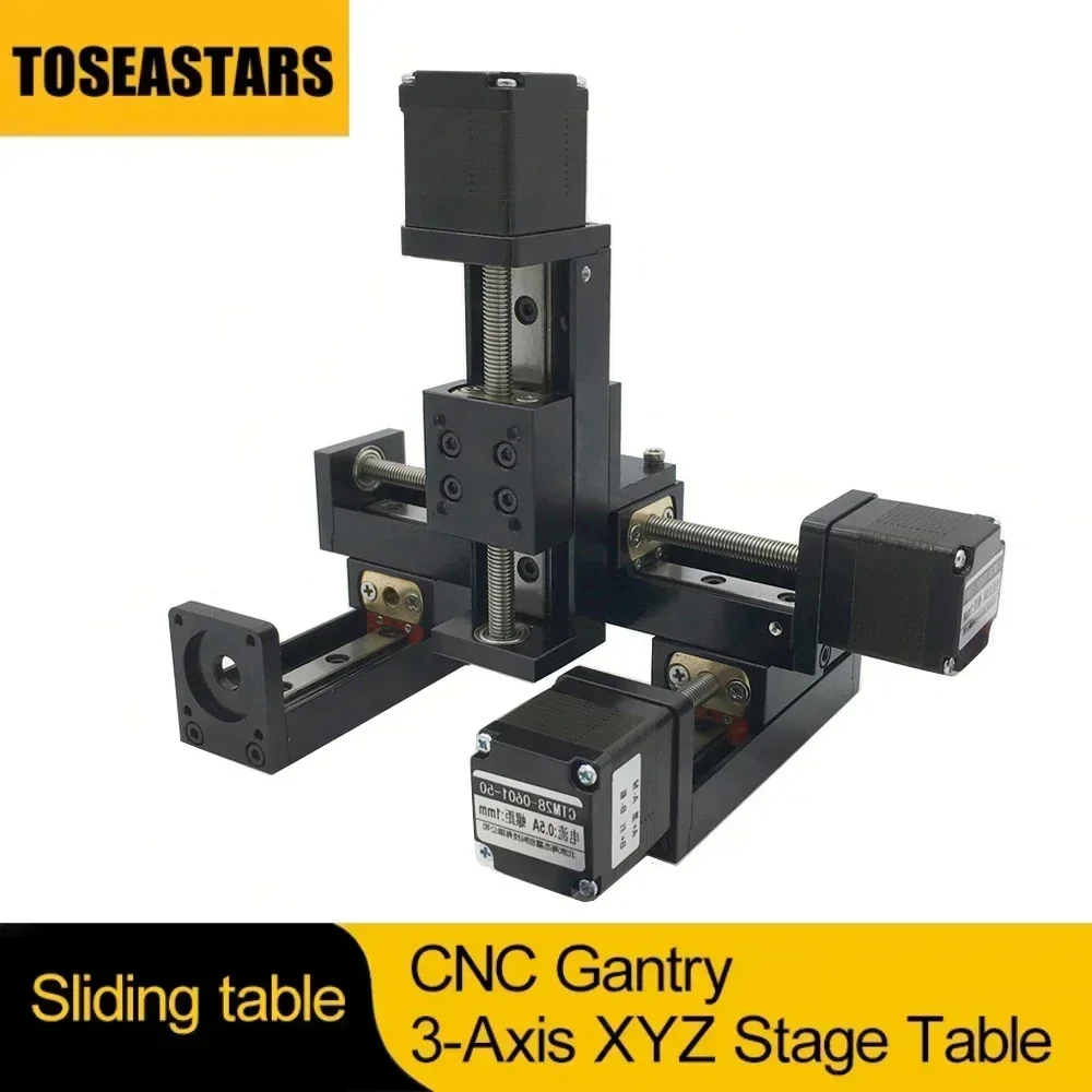 CNC Gantry 3-Axis XYZ Linear Stage T-type Slide Stage Linear Axis 50-300mm Stroke with NEMA11 28MM Stepper Motor Slide Module