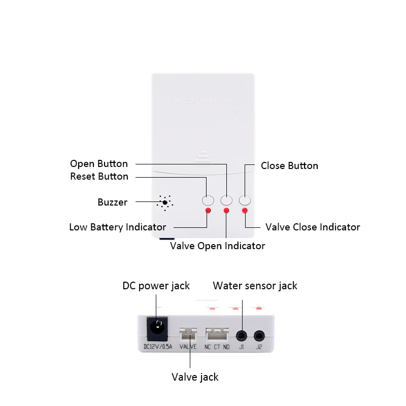 Smart Home Water Leakage Sensor with Auto Shut Off Valve DN15 Water Detector Flood Alert Overflow WLD-807 Security Alarm System