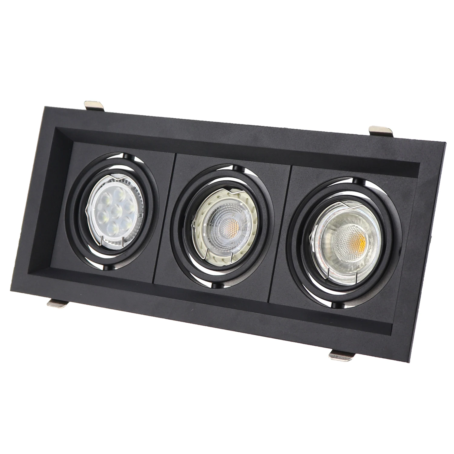 Praça recesso teto Downlight, LED Cut Hole, decorativo, branco, preto, GU10, 1, 2, 3