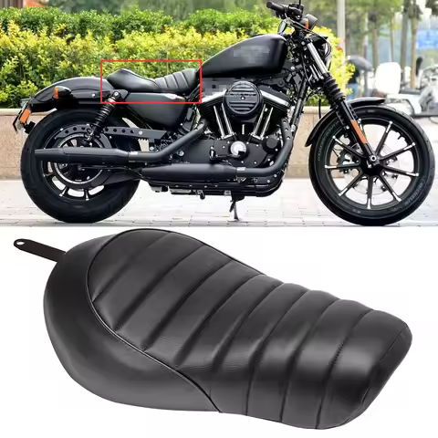 Motorcycle Black Leather Front Driver Solo Seat For Harley Sportster Iron XL 883 1200 XL883N Roadster Custom 2016-2021