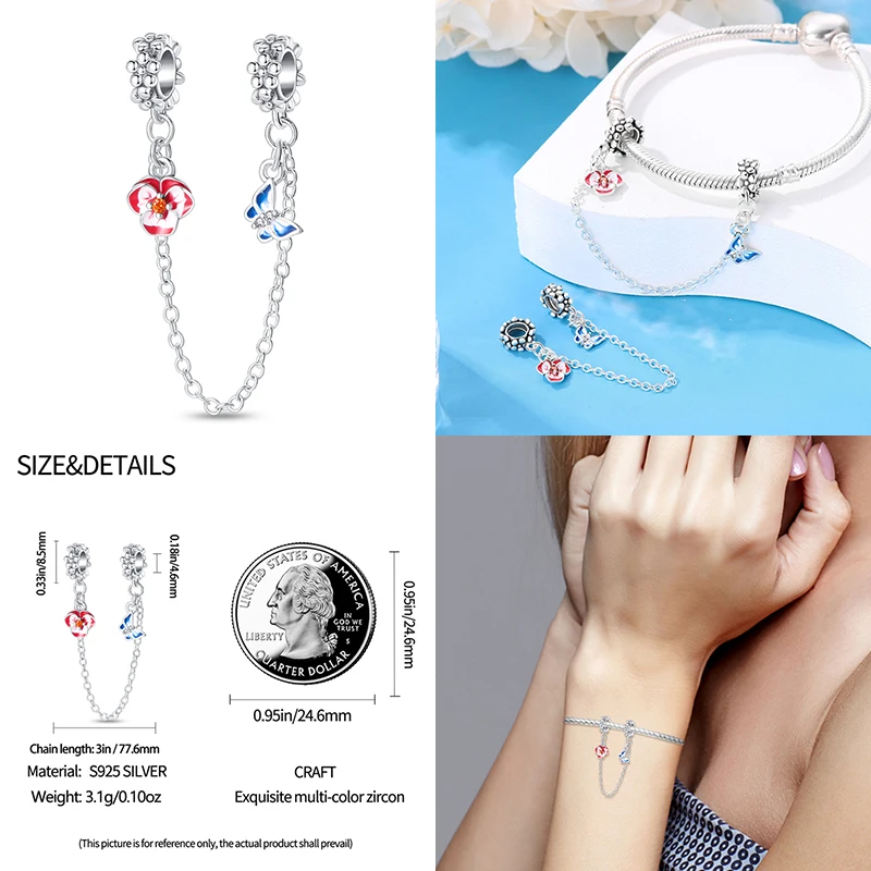 2023 New in Original Style Animal Dog And Bee Safety Chain Fits Pandach Bracelet For Women Silver Jewelry Party Birthday Gift