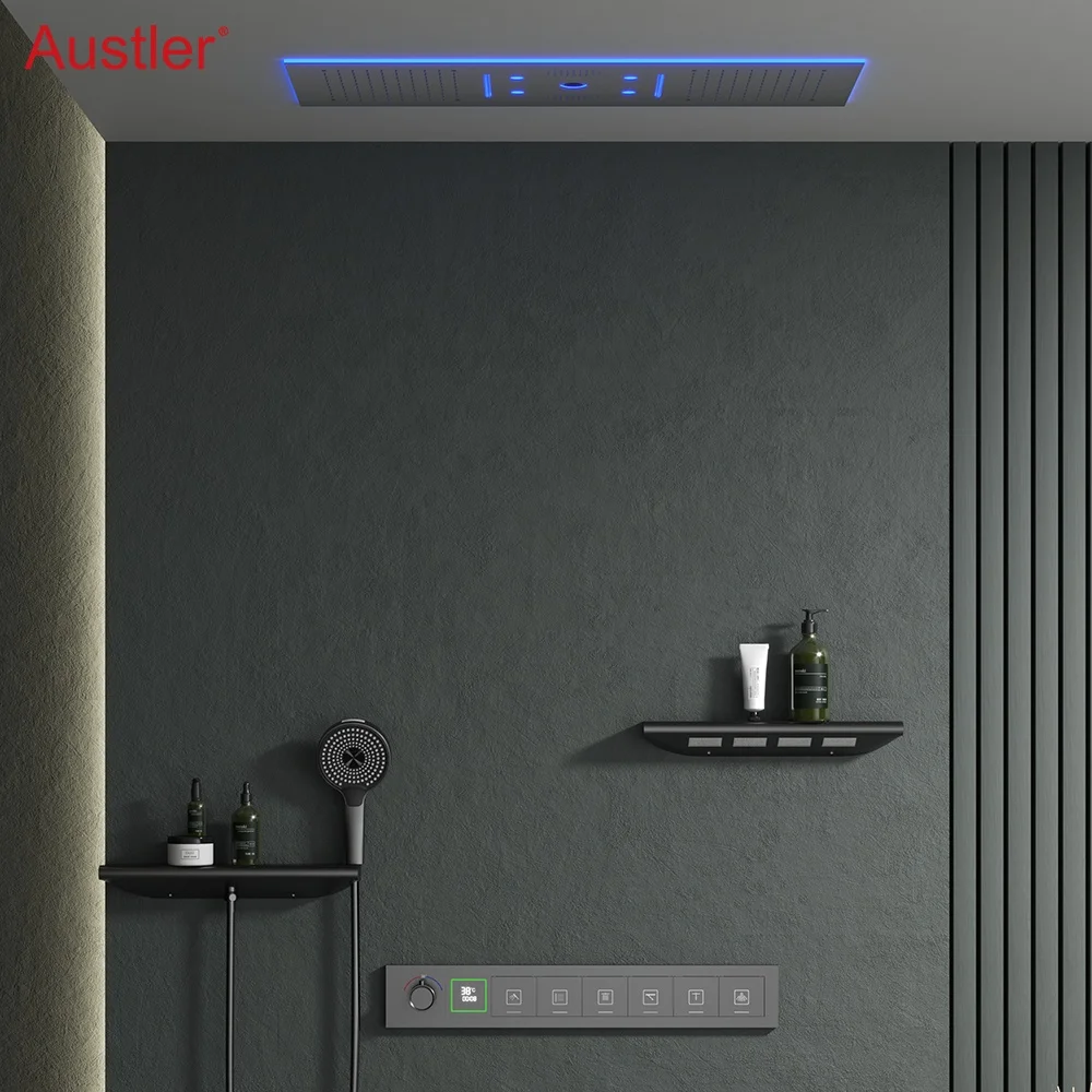 2025 Tik Tok Music Shower Head Bathroom LED Rain Shower Set Thermostatic  Waterfall Rainfall Shower System Set for Bathroom