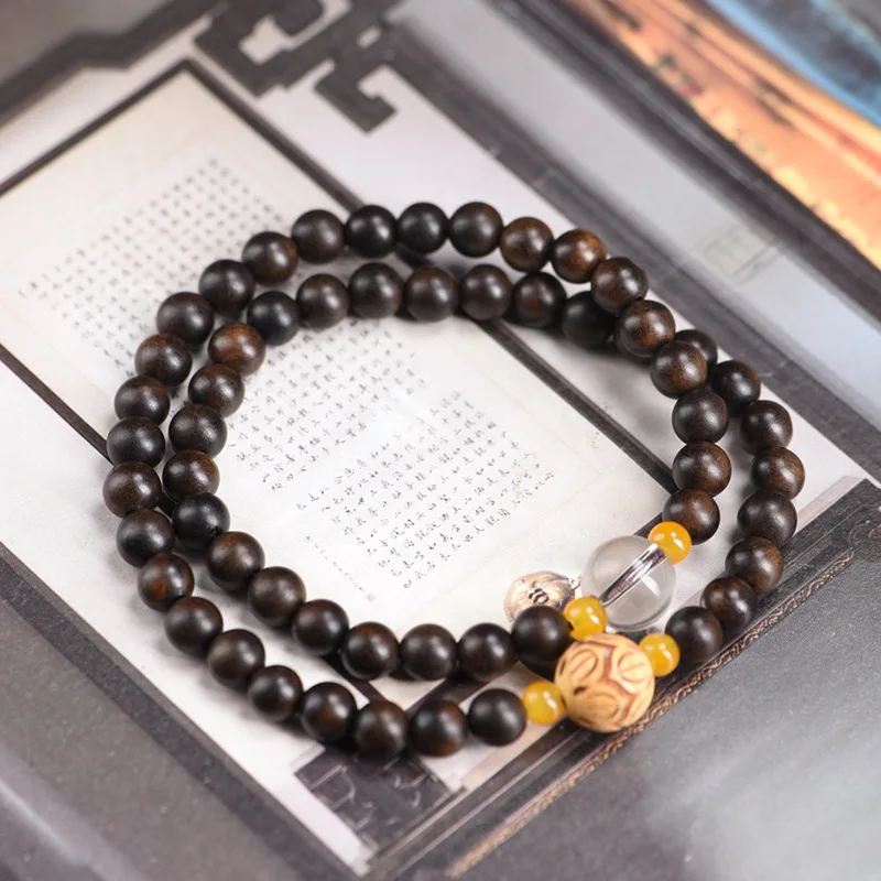 تشن غيباو دائرة مزدوجة سوار ذاتي الصنع مع يد منفصلة للنساء البوذية سبحة صلاة الثقافية سلسلة خشبية لوحة اللعب Wo #6