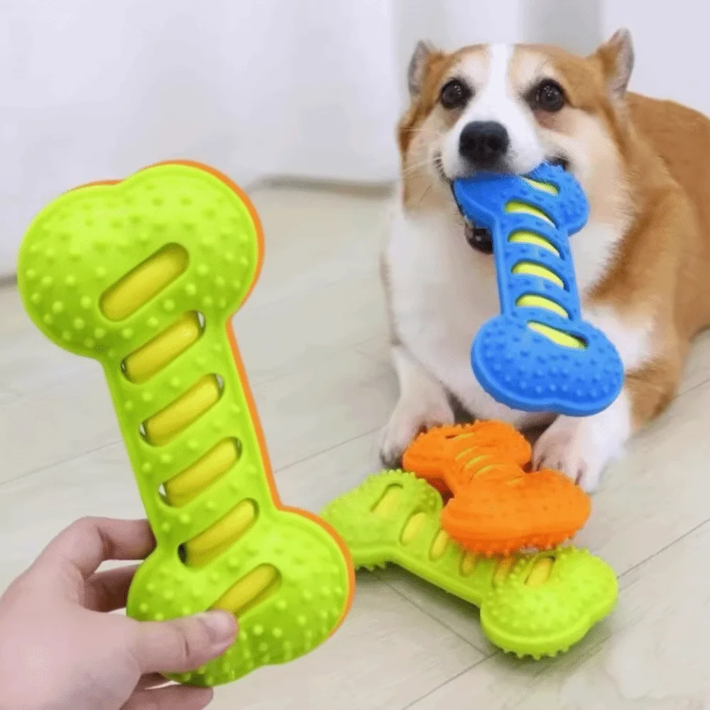 

Pet Interactive Stick Bite-resistant Dog Chew Toy Bone Shape Sounding Dog Molar Rod Durable Teeth Cleaning Toy Training