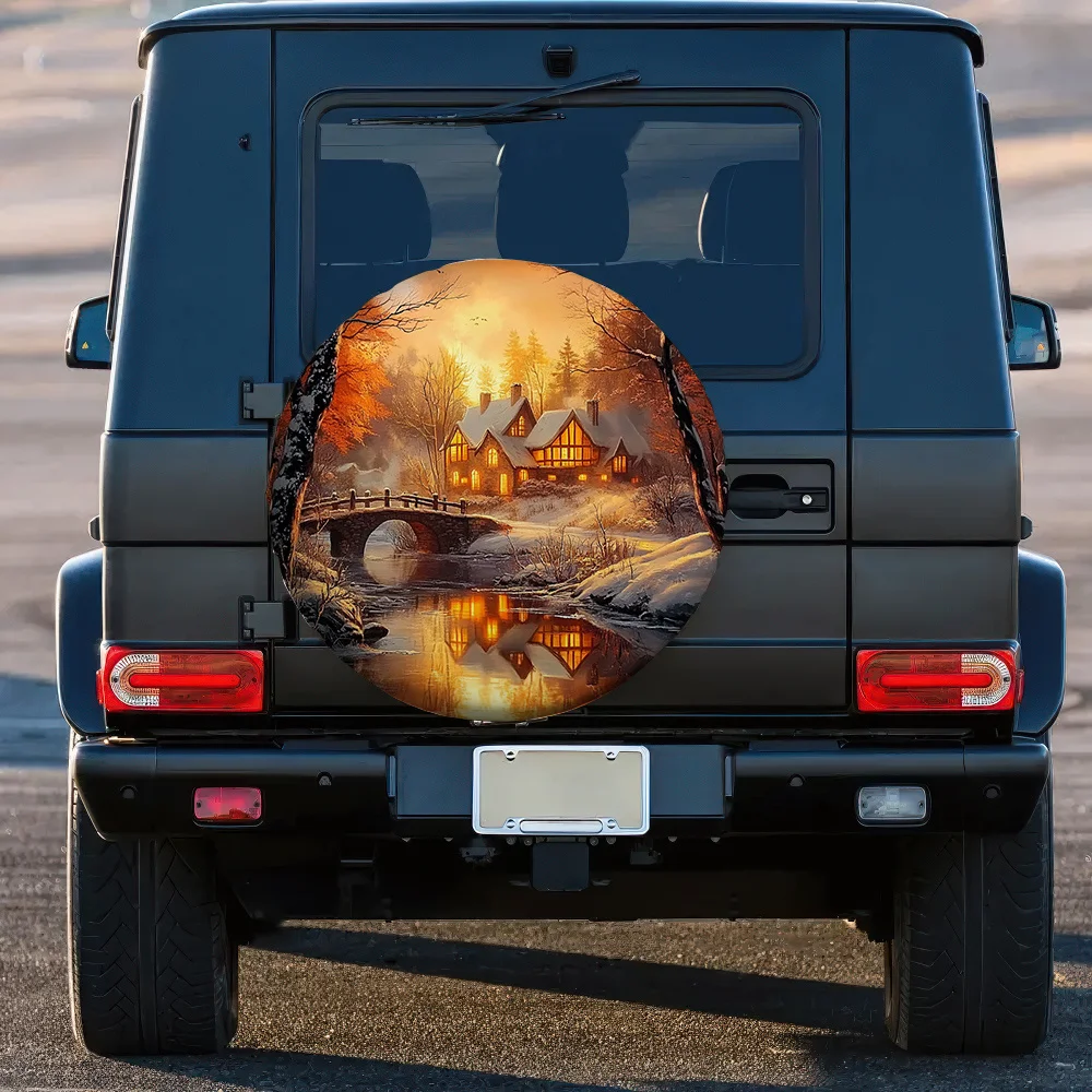 1pc, Beautiful Scenery Fabric,Without Electricity Travel For Truck Tire Covers