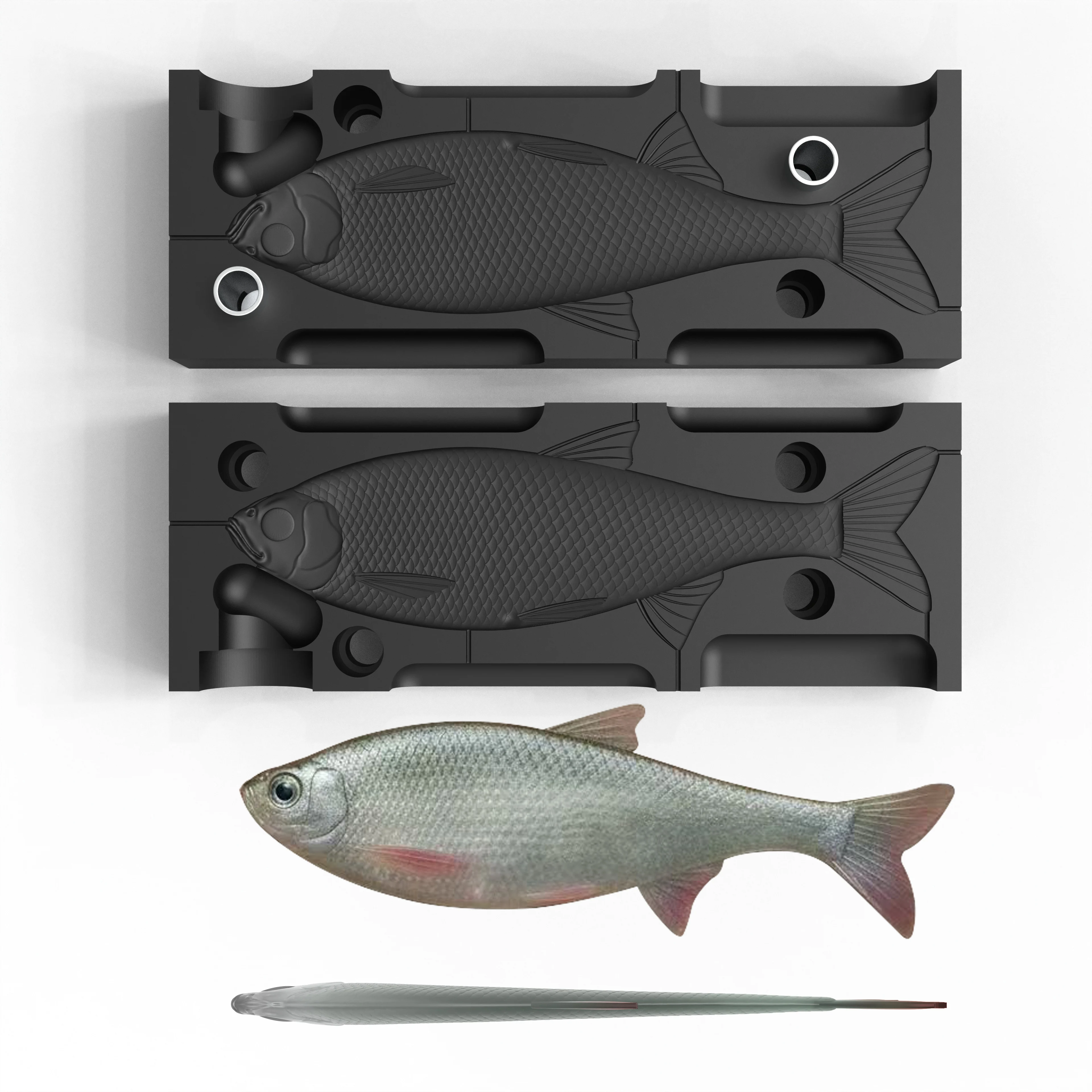 bass fishing lure molds A.i. 5.5" Kicker Tail Worm Mold Finesse Worm Soft Plastic Mold for or offset the two center blocks to unlock the 44 Punch Shot Rig Mold